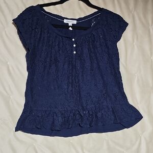Aeropostale Navy Blue Lace Blouse